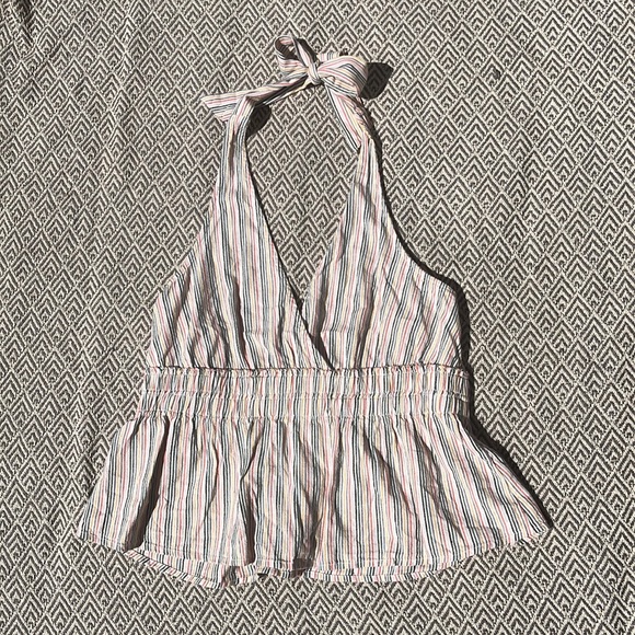 American Eagle striped peplum halter top - Picture 1 of 4